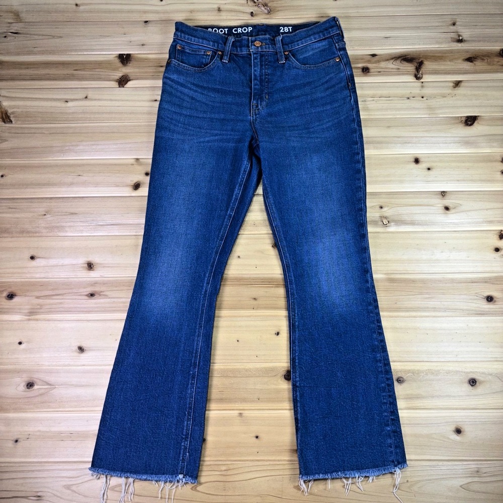 J Crew Jeans Womens 28T Re-Imagined Demi Boot Cut Crop Raw Hem Denim Blue Jeans